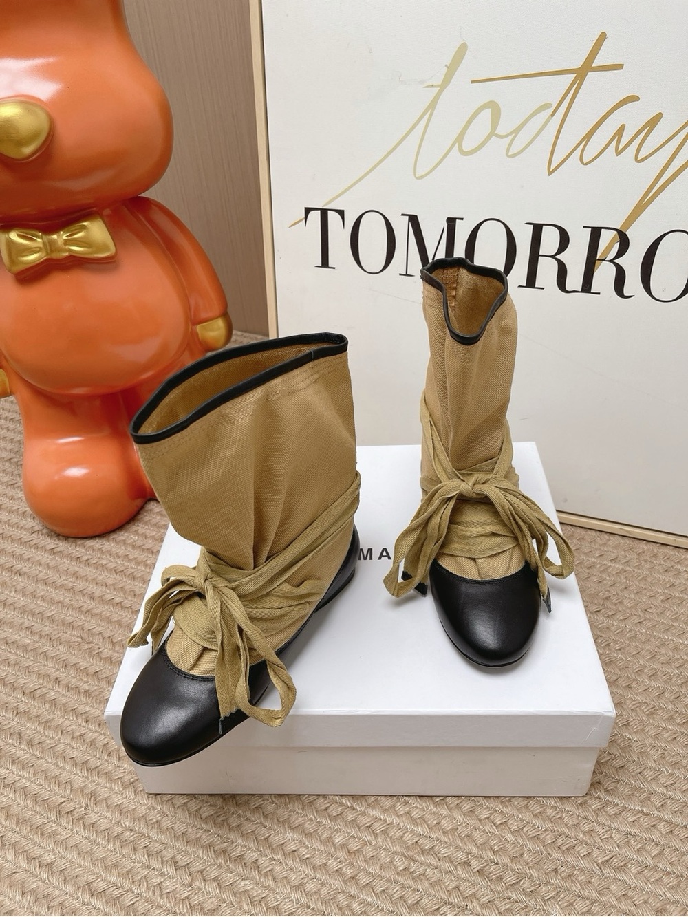 Isabel Marant Tan and Black Wrap Lace-Up Boots - Picture 6 of 8